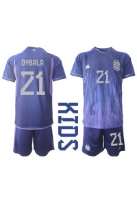 Fotbalové Dres Argentina Paulo Dybala #21 Dětské Venkovní Oblečení MS 2022 Krátký Rukáv (+ trenýrky)